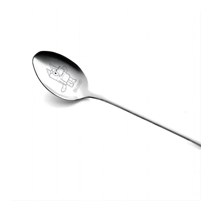 Bluey Engraved Spoon Fork Cutlery Stainless Steel Set for Kids 19cm