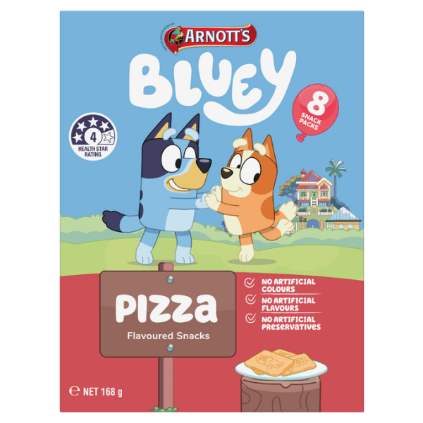 Arnotts Bluey Pizza Flavoured Biscuit Kids Lunchbox Snacks 8 Pack