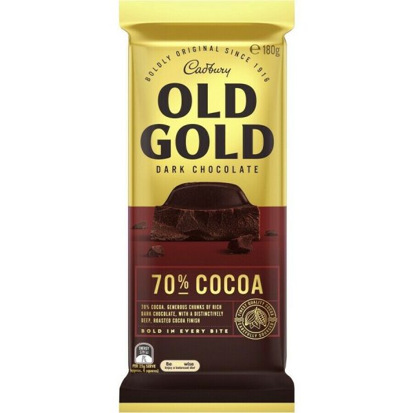 Cadbury Old Gold Dark Chocolate 70% Cocoa 180g Chocolate Block