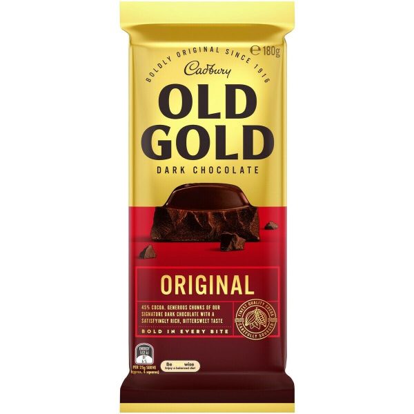Cadbury Old Gold Dark Chocolate Original 180g Chocolate Block