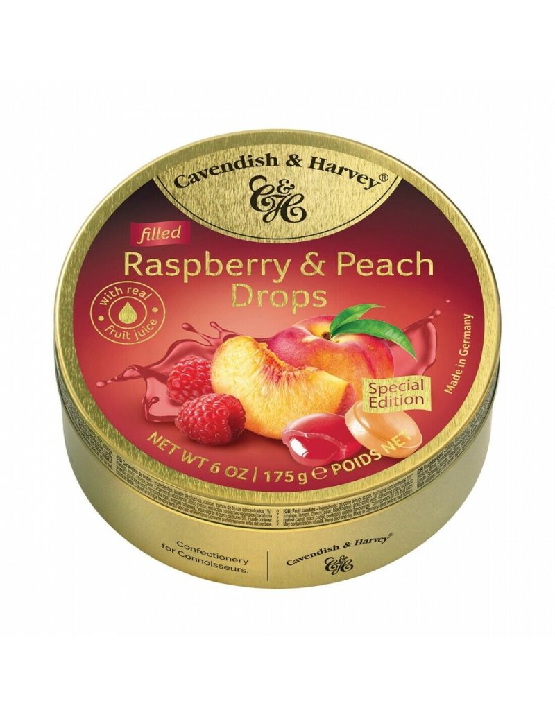 Cavendish and Harvey Raspberry and Peach Candy Drops Tin 175g