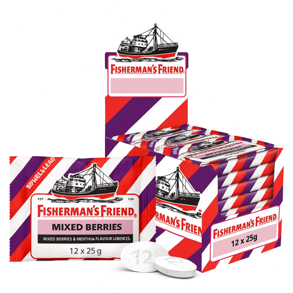 Fishermans Friend Mints Extra Strong Menthol Lozenges Mixed Berry 25g X 12 Units
