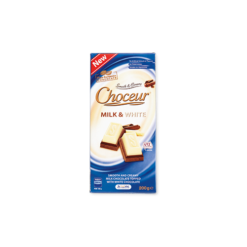 Choceur Milk & White Chocolate Block Bar 200g - Aldi Chocolate