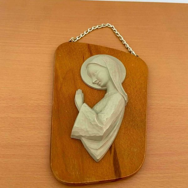 Christian Orthodox Religious Italian Wood Art Plaque - Saint Mary