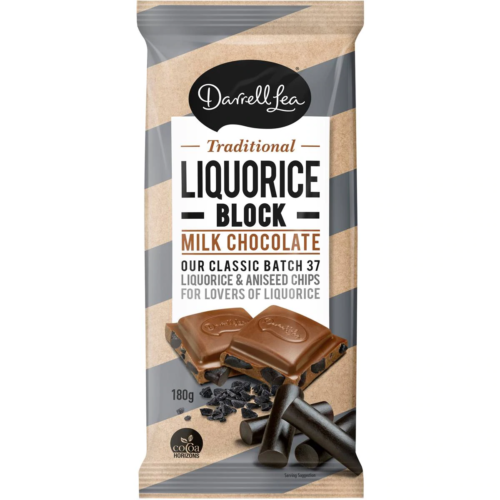 Darrell Lea Raspberry Liquorice Milk Chocolate Block 180g