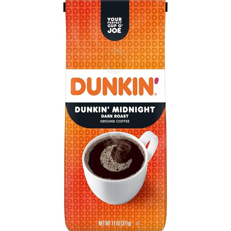 Dunkin Donuts Midnight Dark Roast Ground Coffee Bag 340g