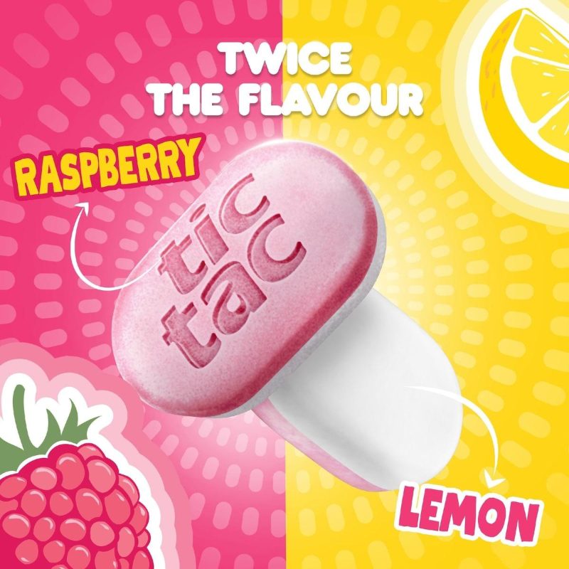 Tic Tac Two Raspberry Lemon Flavoured Mints 38g Pack X 6 Packs