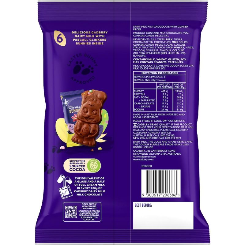 Cadbury Dairy Milk Pascal Clinkers Chocolate Bunnies 180g