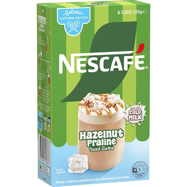 Nescafe Iced Latte Cappuccino Hazelnut Praline Sachets 8 Pack