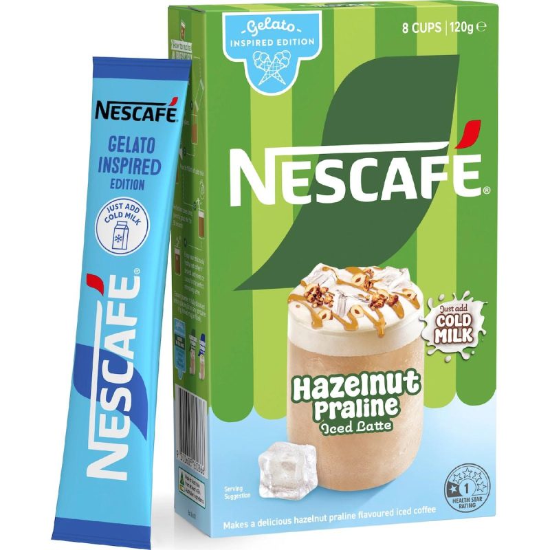 Nescafe Iced Latte Cappuccino Hazelnut Praline Sachets 8 Pack