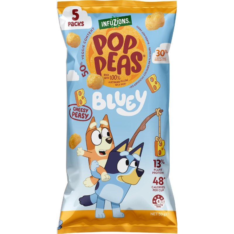 Infuzions Bluey Pop Peas Cheese Balls Snacks Share Pack 50g