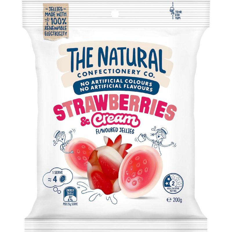 The Natural Confectionery Company Strawberries and Cream Jellies Lollies 200g