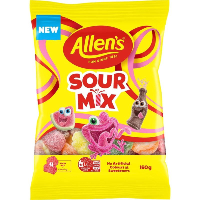 Allens Sour Mix Lollies Candy Bag 160g