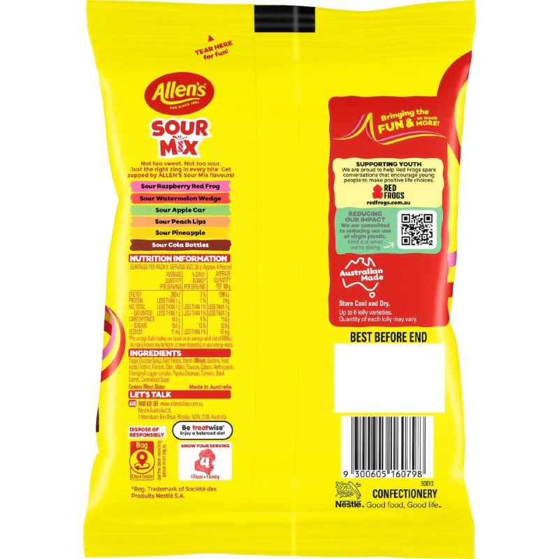 Allens Sour Mix Lollies Candy Bag 160g