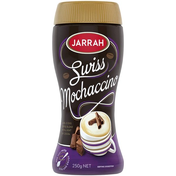 Jarrah Swiss Mochaccino Swiss Style Cocoa 98% Fat Free Coffee Blend 250g