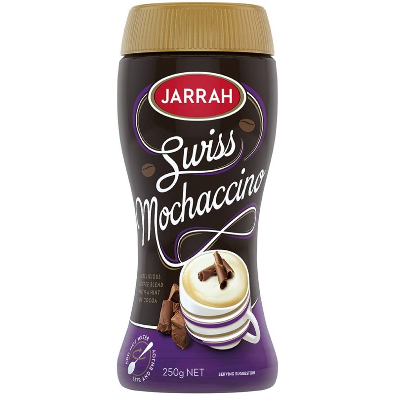 Jarrah Swiss Mochaccino Swiss Style Cocoa 98% Fat Free Coffee Blend 250g
