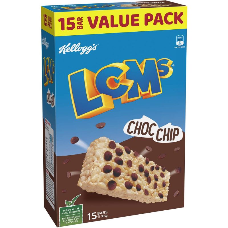 Kelloggs LCMs Choc Chip Puffed Rice Snack Cereal Bars 15 Pack