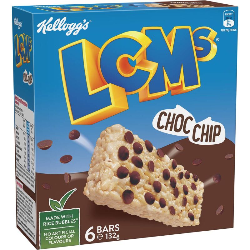Kelloggs LCMs Choc Chip Rice Snack Cereal Bars 6 Pack