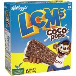 Kelloggs LCMs Coco Pops Chocolate Puffed Rice Snack Cereal Bars 6 Pack