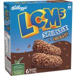 Kelloggs LCMs Split Stix Chocolate Puffed Rice Snack Cereal Bars 6 Pack