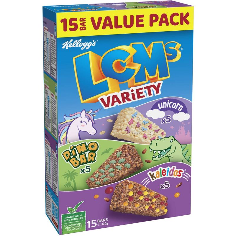 Kelloggs LCMs Variety Puffed Rice Snack Cereal Bars 15 Pack