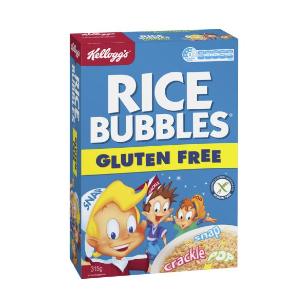 Kelloggs Rice Bubbles Breakfast Cereal Gluten Free GF 315g