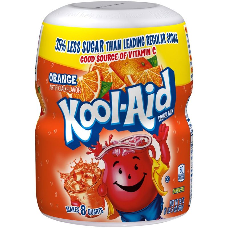 Kool Aid Instant Drink Mix Powder Orange Flavour Tub 538g