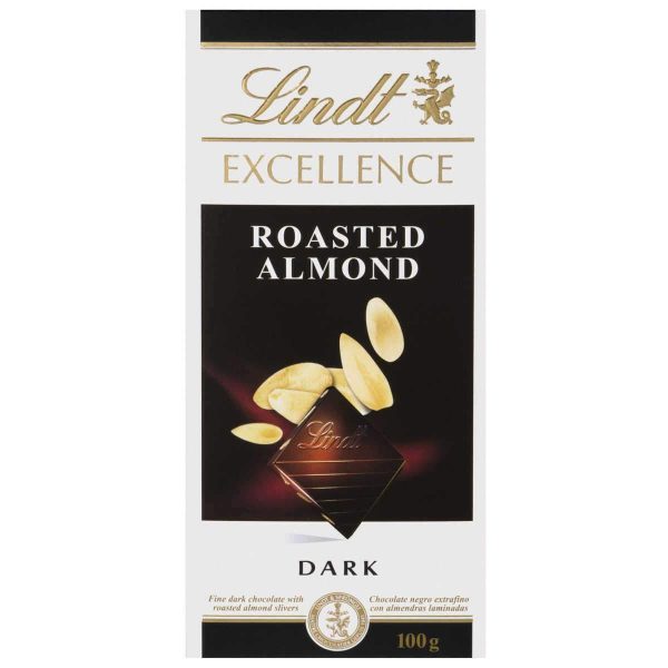 Lindt Excellence Roasted Almond Dark Chocolate Block 100g