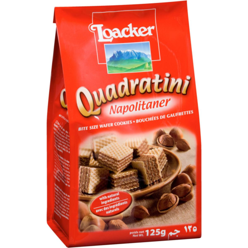 Loacker Quadratini Milk Chocolate Napolitaner Wafer Bite Sized Biscuits 110g