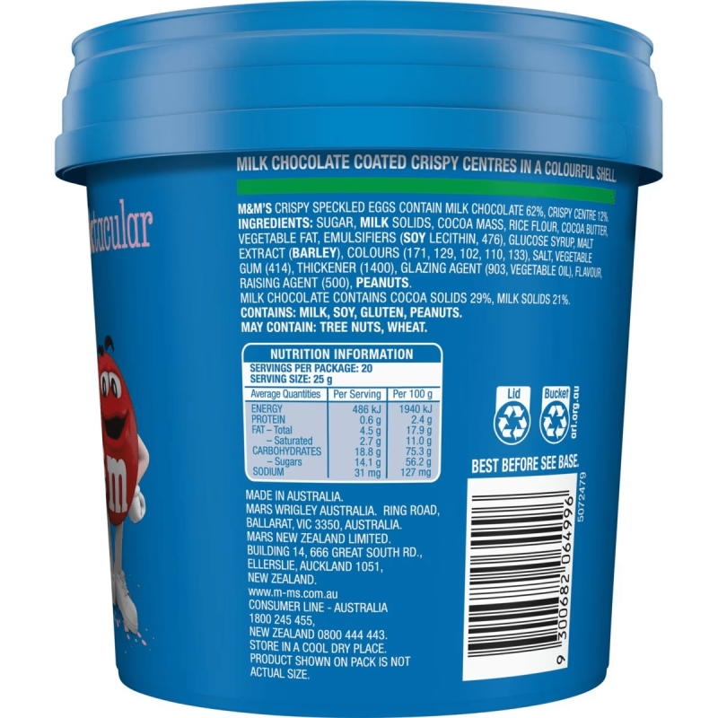 M&M's Crispy Chocolate Speckled Easter Egg Bucket 500g