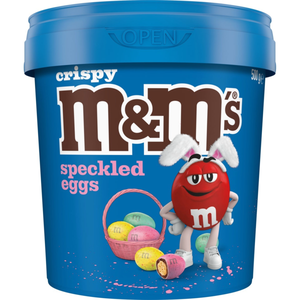 M&M's Crispy Chocolate Speckled Easter Egg Bucket 500g