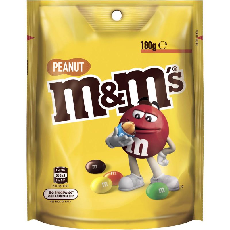 M&Ms Peanut Flavour Chocolate Buttons Candy Bag 180g
