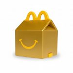 McDonalds Mini Gold Happy Meal Box Figurine Collectible Happy Meal Toy
