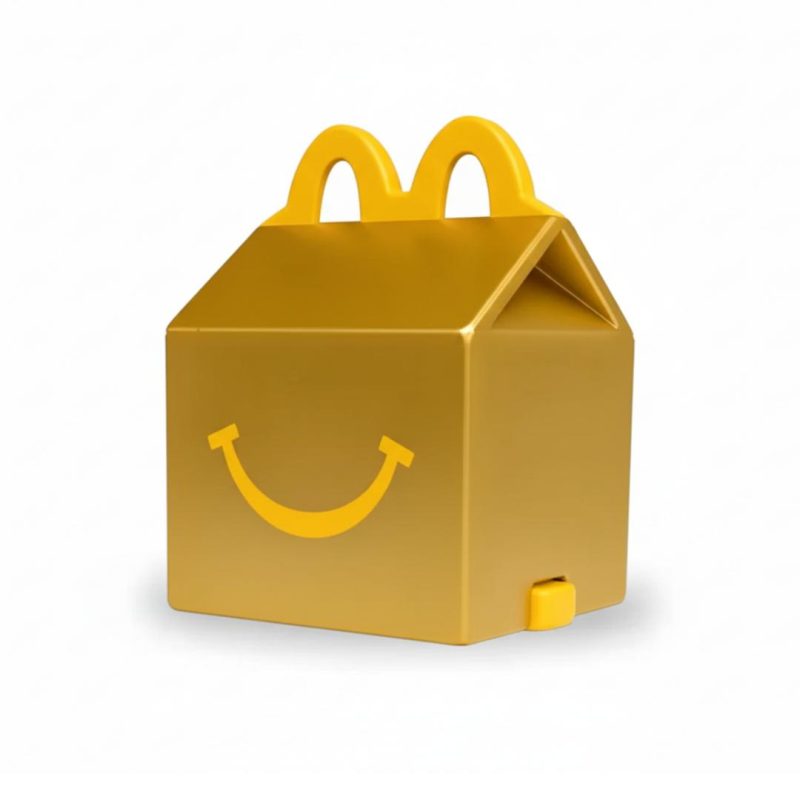 McDonalds Mini Gold Happy Meal Box Figurine Collectible Happy Meal Toy