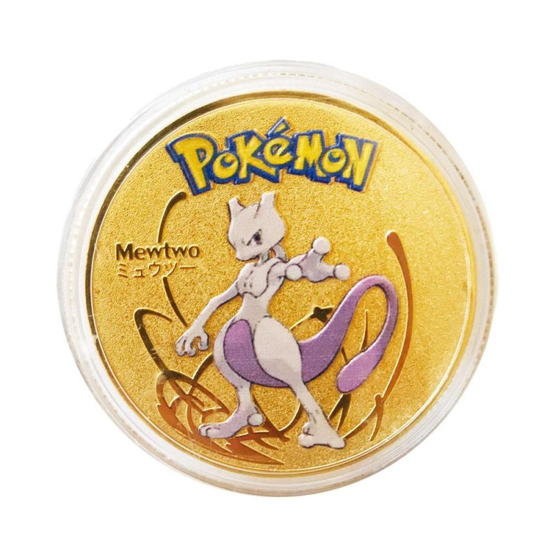 Pokemon Mewtwo Gold Coin Rare Collectors Gift