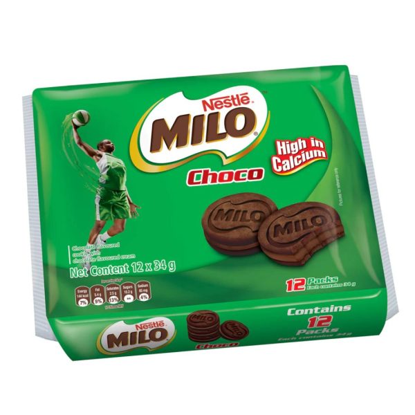 Milo Sandwich Cookie Chocolate Biscuits 12 Pack 400g