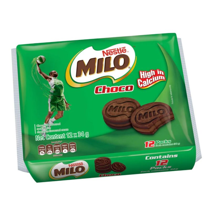 Milo Sandwich Cookie Chocolate Biscuits 12 Pack 400g