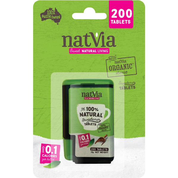 Natvia Natural Sweetener Organic Stevia Tablets 200 Pack