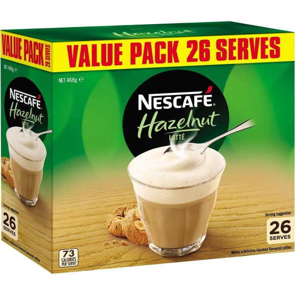 Nescafe Coffee Hazelnut Latte Sachets 26 Pack