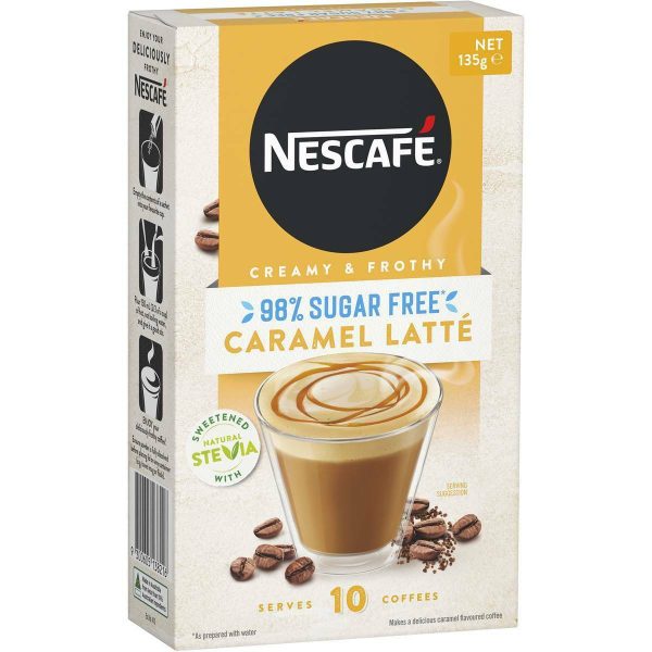 Nescafe Coffee Sugar Free Caramel Latte Sachets 10 Pack