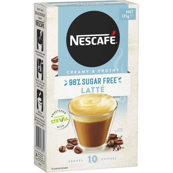 Nescafe Coffee Sugar Free Latte Sachets 10 Pack