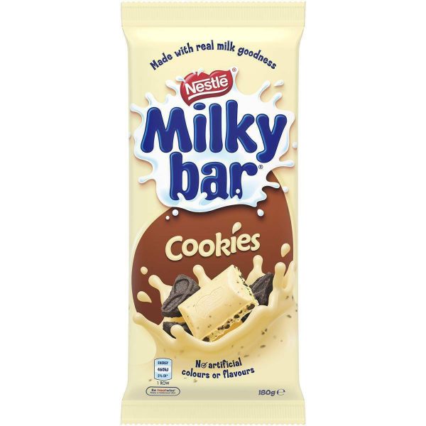 Nestle Milkybar Milk and Cookies White Chocolate Milky Bar Block 180g