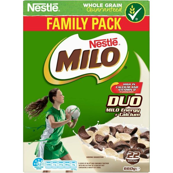 Nestle Milo Duo Chocolate Wholegrain Breakfast Cereal 660g