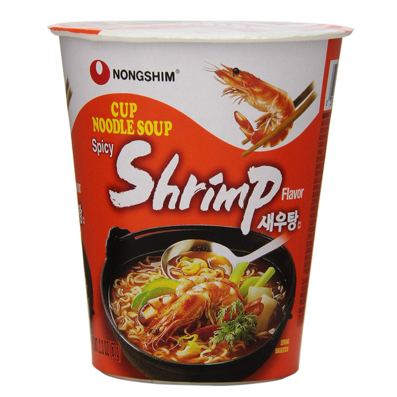 Nongshim Spicy Shrimp Instant Cup Noodles Soup 67g X 12 Cups