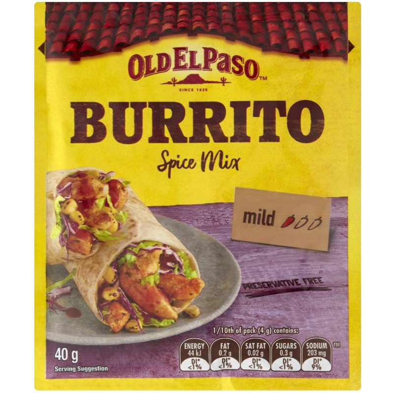 Old El Paso Original Spice Mix for Burritos Mexican Seasoning 30g