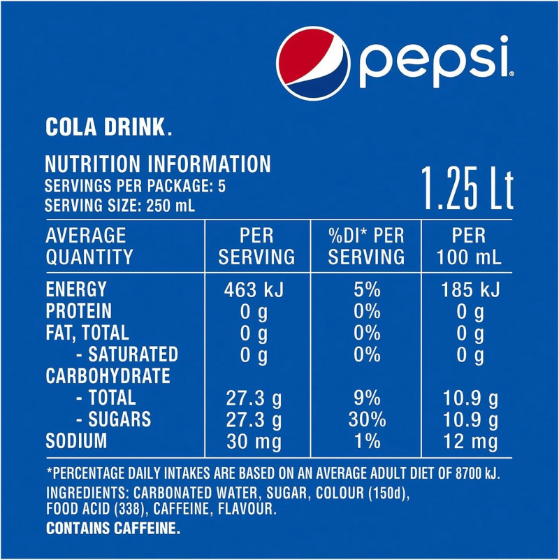 Pepsi Soft Drink Full Sugar Discontinued Bottle 1.25L