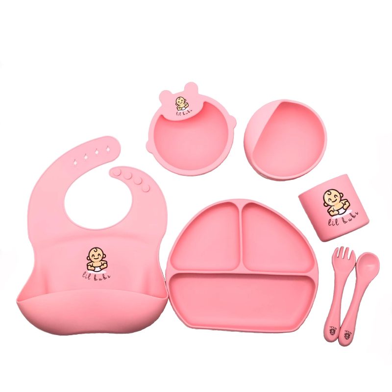 Lil Bubs Baby Feeding Bowls Bib Gift Box Set Pink