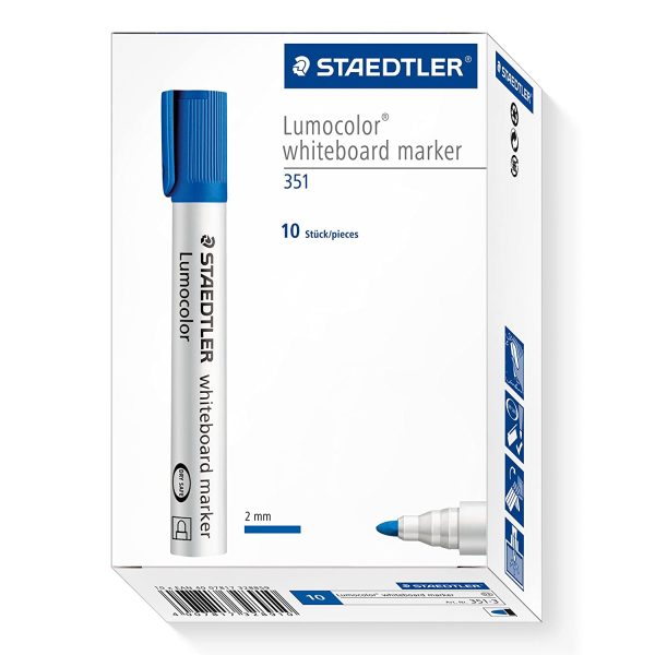 Staedtler Lumocolor Whiteboard Markers Bullet Blue 10 Pack