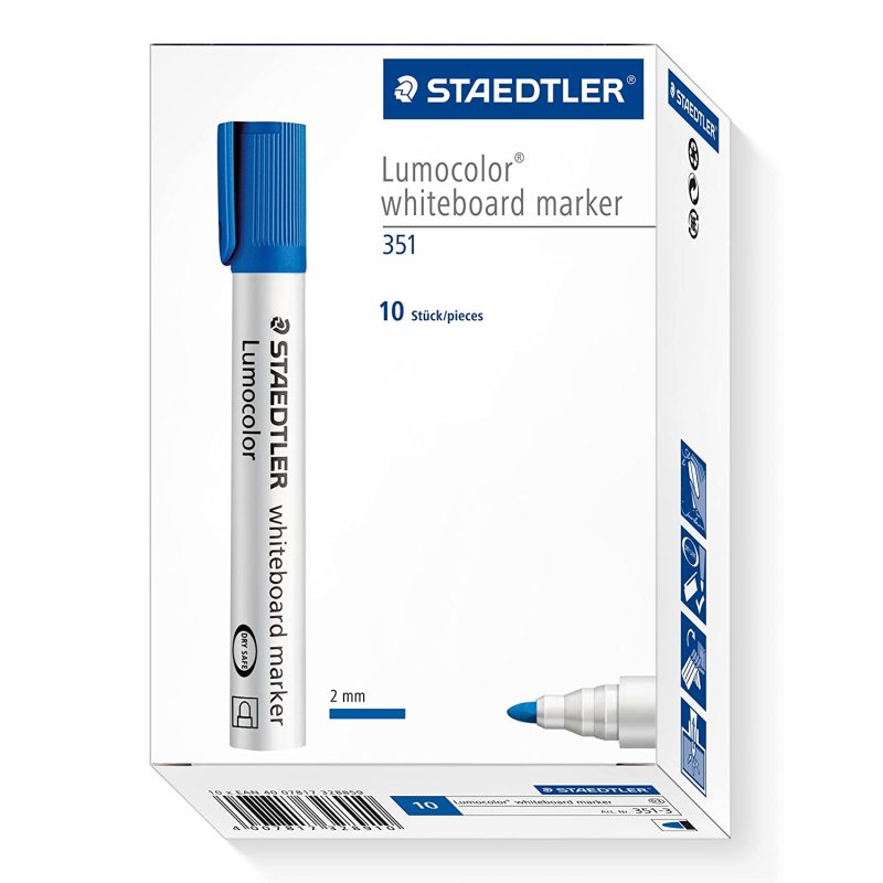 Staedtler Lumocolor Whiteboard Markers Bullet Blue 10 Pack