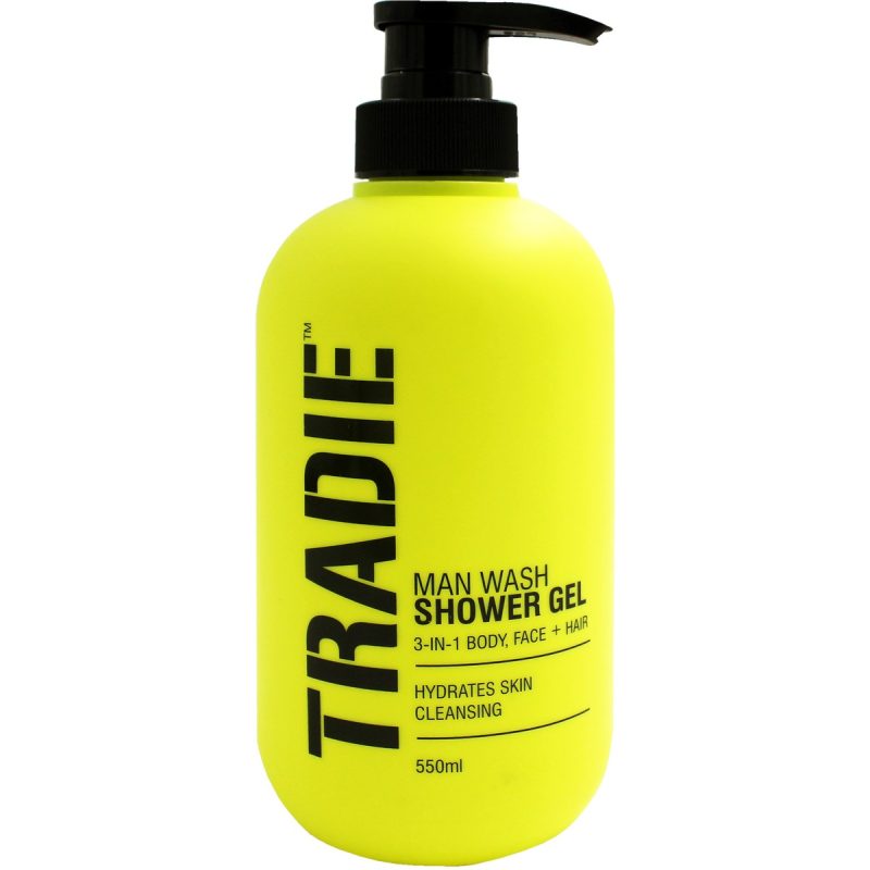 Tradie Man Wash Shower Gel 3 in 1 Body Face and Hair 550ml
